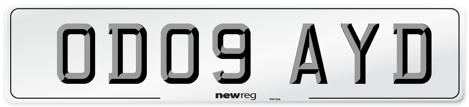 OD09 AYD Number Plate from New Reg